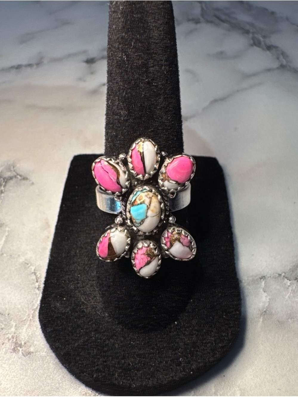 Sterling Silver Floral Cotton Candy Ring
